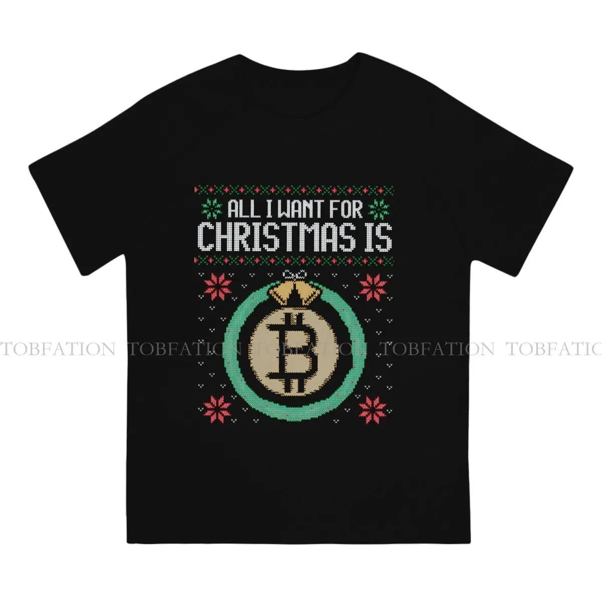 Ugly Christmas Sweater Round Collar TShirt Vintage Bitcoin Cryptocurrency Fabric Original T Shirt Man's Tops New Design Big Sale