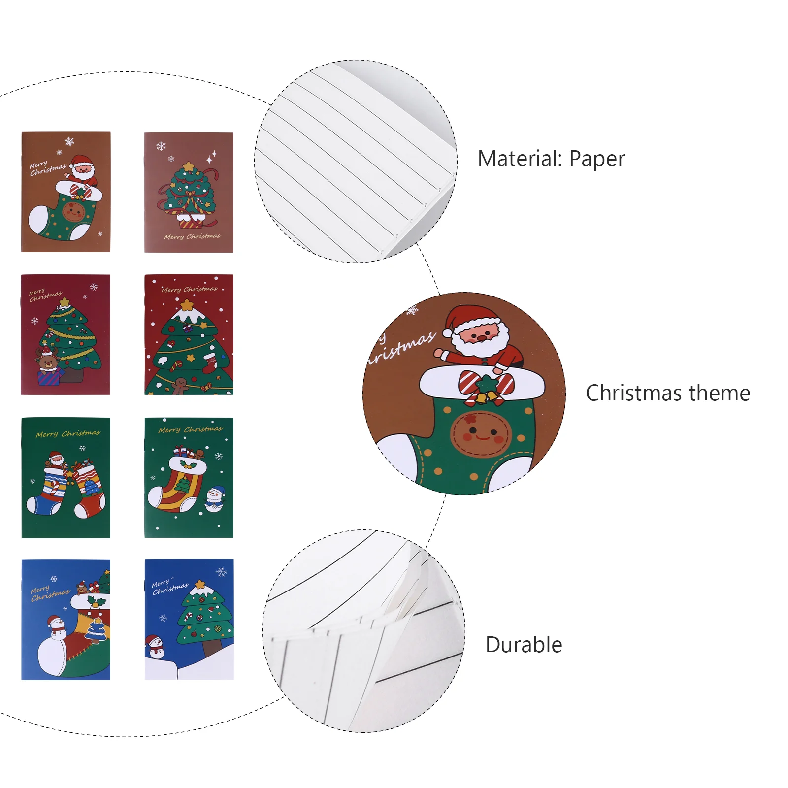 50 Pcs Christmas Book Notebook School Notepad The Student Journal Writing Cartoon Diary Pocket