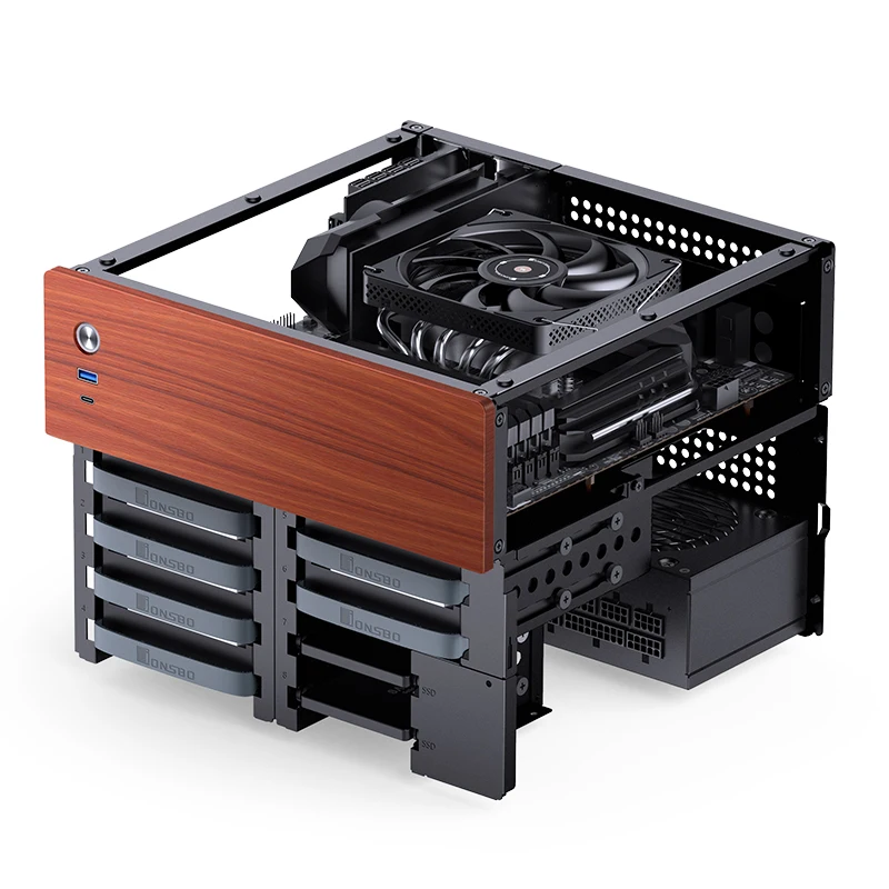 Imagem -05 - Nas pc Case Itx M-atx Caixa do Computador Sfx Power Bit Desktop Chassis Todo Aço Painel Madeira Trim Design Hdd Localização Jonsbo-n4