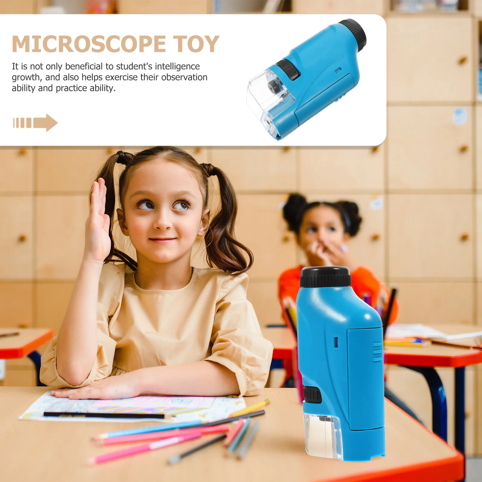 Portable Kid Microscope ABS Biological Magnifier Monocular Educational Science Tool for Learning Observation Study