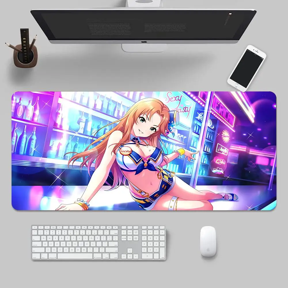 CGSS T-The Idolmaster  Mouse Pad Tapetes de Mesa Teclado, Borracha Kawai, Tapete de Mesa Antiderrapante, XXL90x40cm