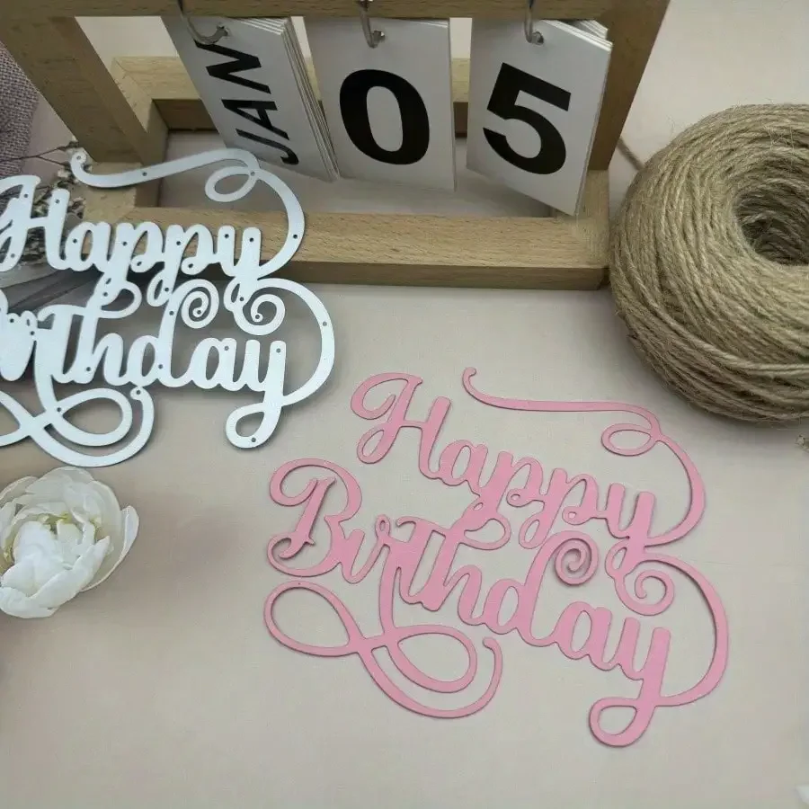 New Arrival English Phrase Letter Happy Birthday Metal Cutting Dies for DIY Scrapbooking Card Making Stencils Handcraft Template