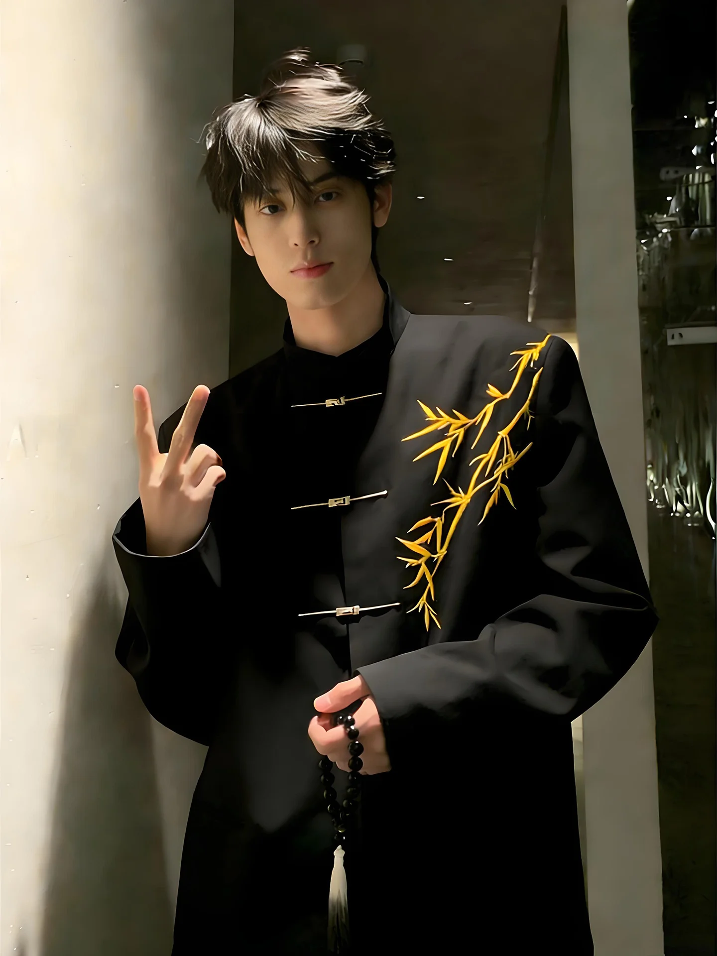 

New Chinese Sle Men's Tailored Suit Set Bamboo Le Embroidery Engagement Outfit High-End Feeling Stand Collar Jaet