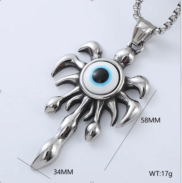 

European and American retro turquoise cross Horus Eye series pendant, personalized punk hip-hop creative sweater chain