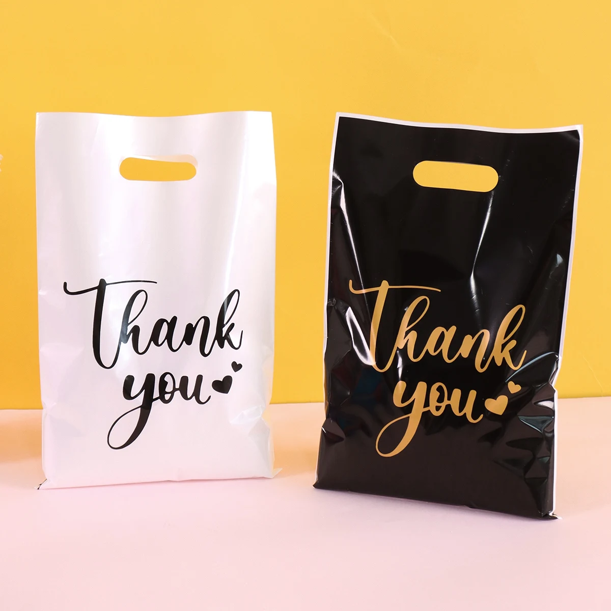 20/50/100 قطعة شكرا لك حقائب للهدايا متعدد الألوان حقيبة الحلوى البلاستيكية حفل زفاف عيد ميلاد تفضل لوازم لهدايا الأعمال الصغيرة
