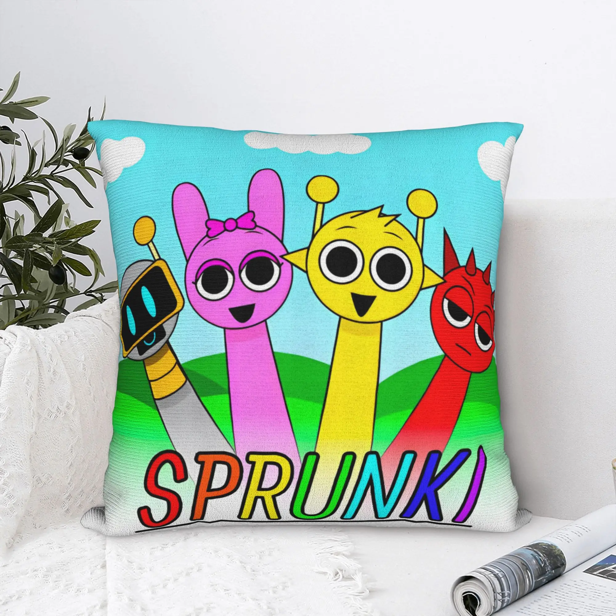 Sprunki Game Pillowcase Polyester Cushion Cover Gift Pinki Raddy Simon Throw Pillow Case Cover Home Square 45*45cm