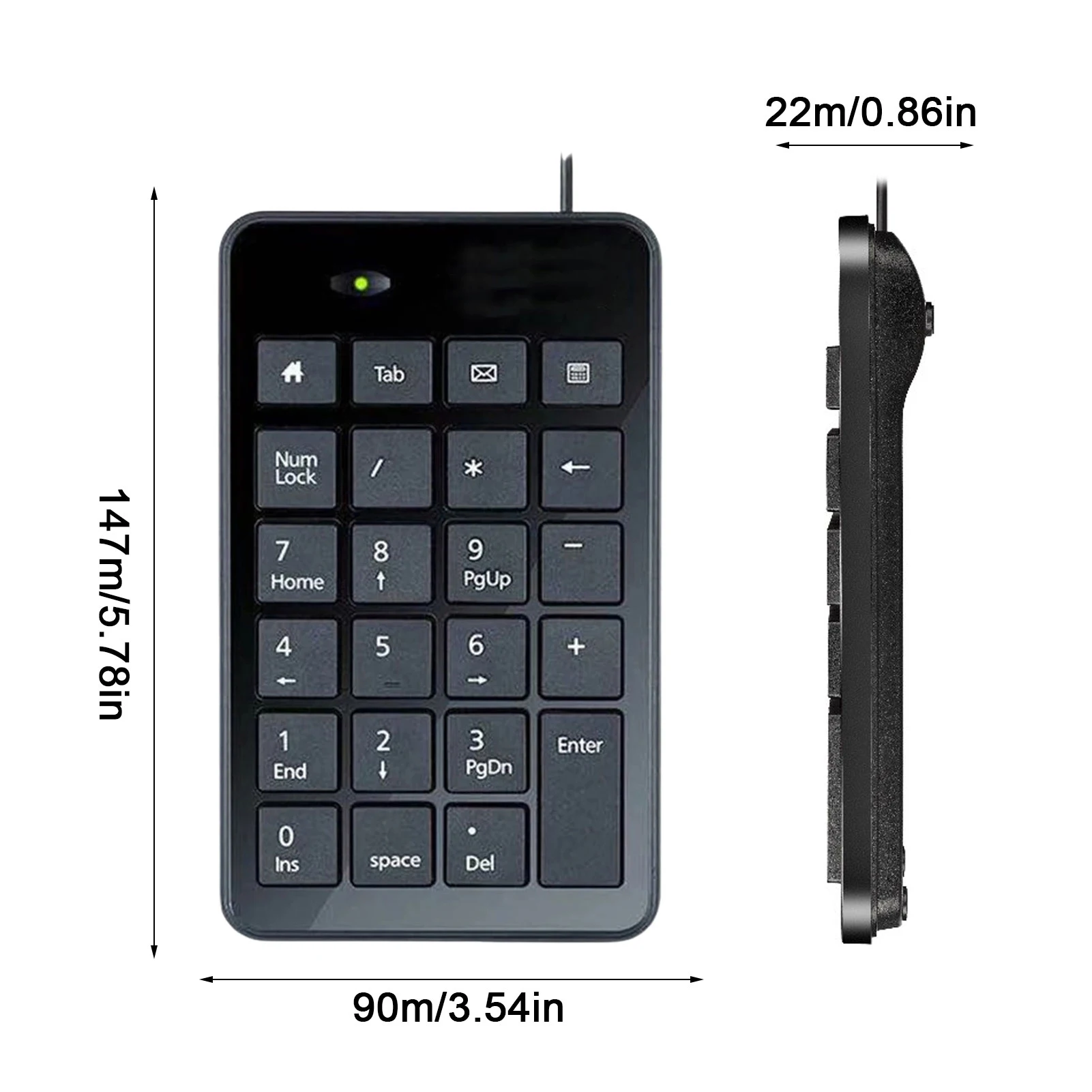 USB Number Pad Compact Numeric Keypad External USB Wired Numpad Silent Typing PC External Extension Small Numpad Number Pad
