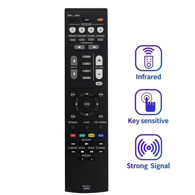 Replace RAV574 VDM8690 Remote Control For Yamaha Musiccast Stereo AV Receiver RX-V4A RX-V4ABL