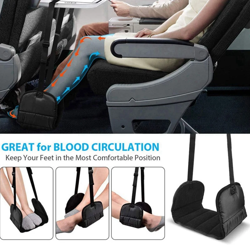 Airplane Foot Hammock, Foot Rest For Under Desk At Work, Length Adjustable Airplane Foot Rest, With Eye Mask