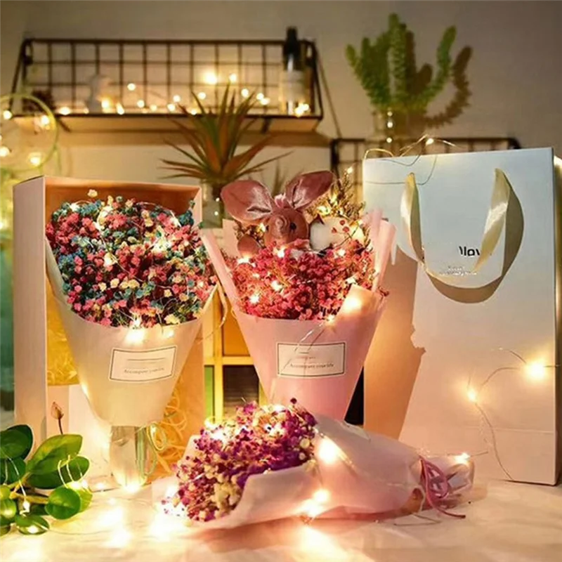 LED Button Light String Button Battery Box Fairy Lights impermeabile Mini Firefly String Lights con filo d'argento flessibile