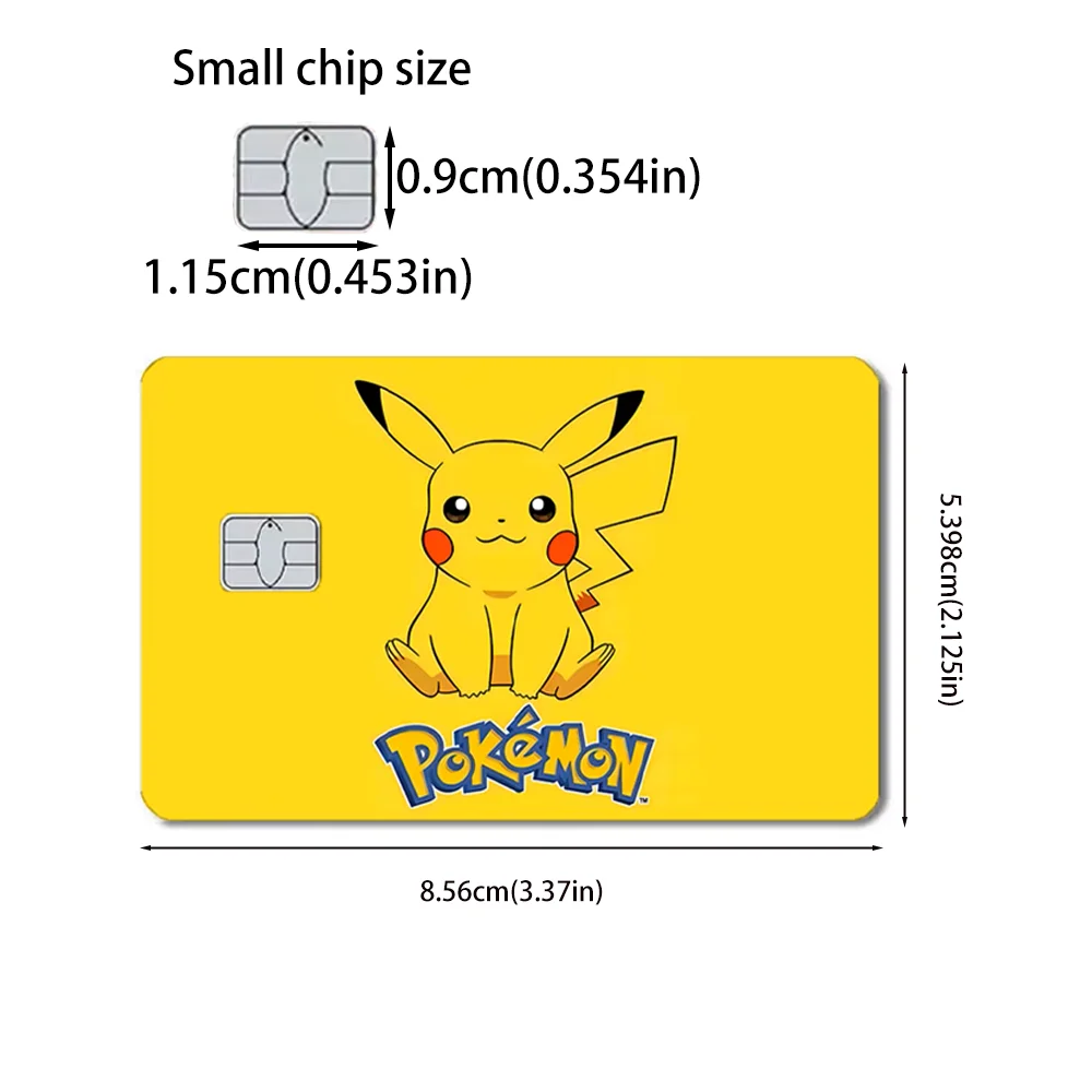 Anime Pokemon Pikachu Card Decals Credit Card Skin Stereo 2.5D HD Stickers Card Matte Film Skin Small Chip Waterproof Sticker