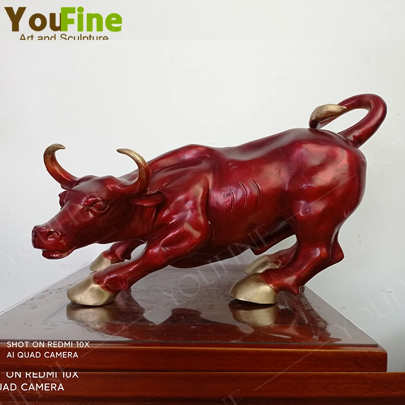 

Wall Street Bull Bronze Sculpture Bronze Stock Exchange Bull Statue Casting Animal Sculptures For Home Office Decor Ornament