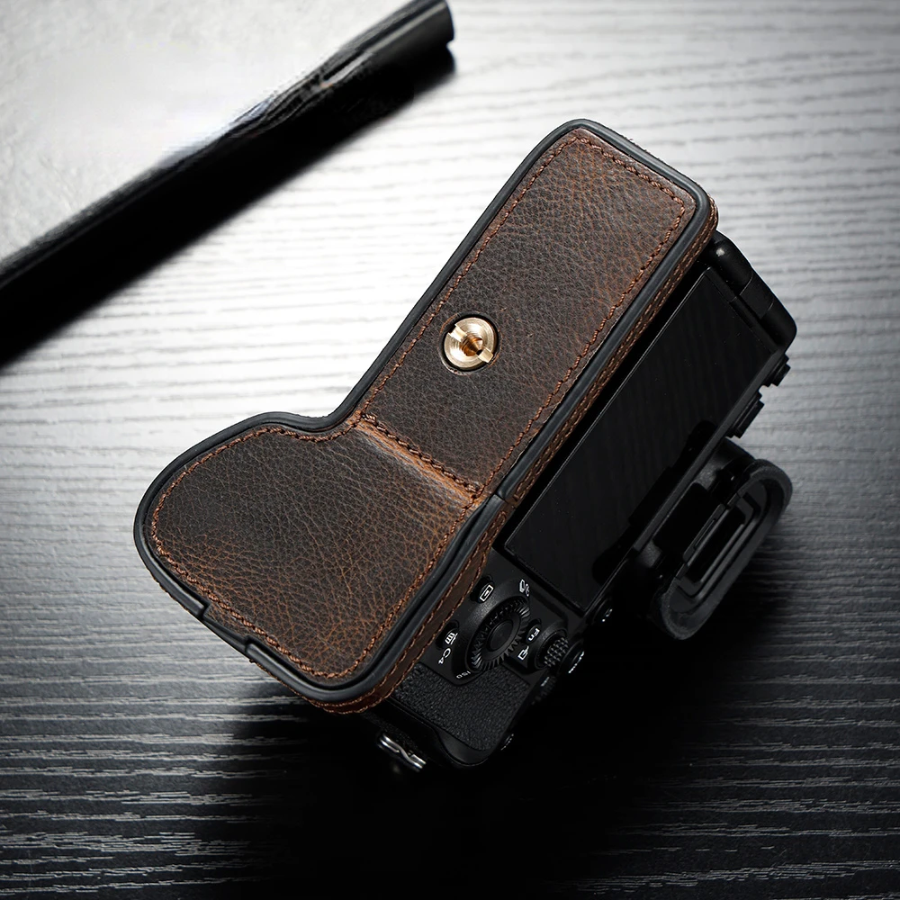 Funda de cuero genuino para cámara con asa, medio bolso para cámara SONY A7M4 A7S3 A1