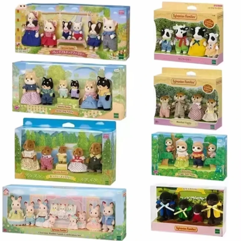 Sylvanian Families Anime Figure Ternurines Fisher Cat Family Meerkat Family Collection Room Ornament Birthday Gift Toys