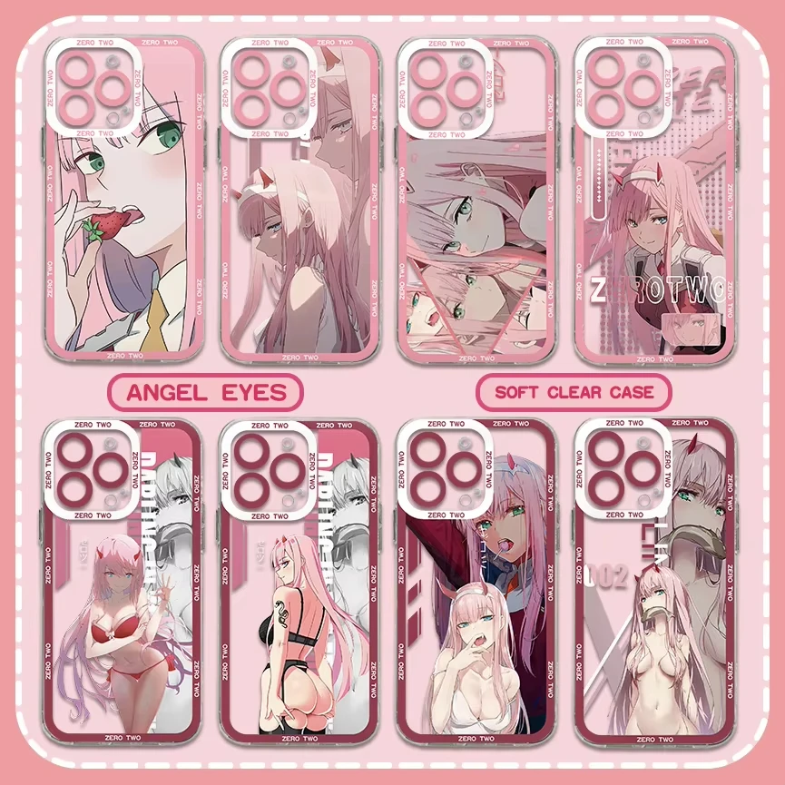 حافظة هاتف Zero Two Darling in the FranXX Anime لهاتف iPhone 16 e 15 14 13 12 11 Pro Max Plus X XS XR SE 2020 2022 Funda Coque