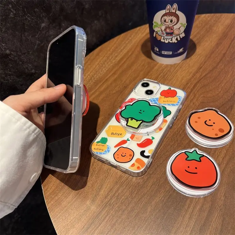 Koreanischer Niedlicher Cartoon-Gemüse Magnetischer Telefonhalter für iPhone 16 15 13 Samsung Universeller Ständerhalter – Detail 14