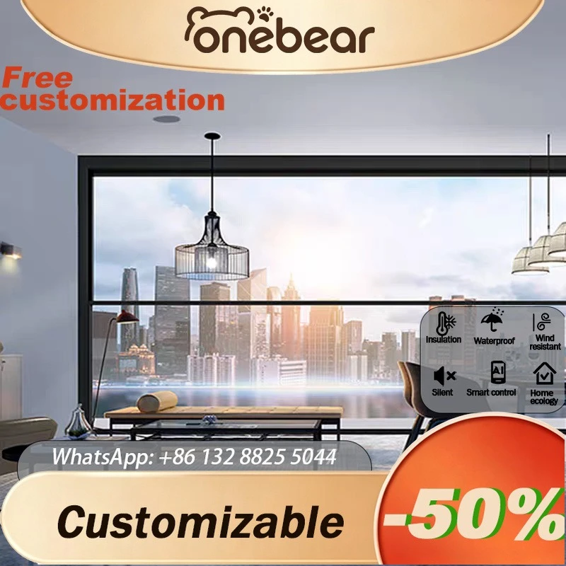 Any Size Custom Latest Smart Electric Lifting Window Broken Bridge Aluminum Sunproof Fiberglass Roller Automatic Window