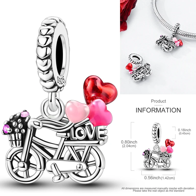 925 Sterling Silber Liebesherz-Charm-Perlen Paar Romantisch Passend für Original-Armband Valentinstag Jahrestag DIY Damenschmuck – Detail 33