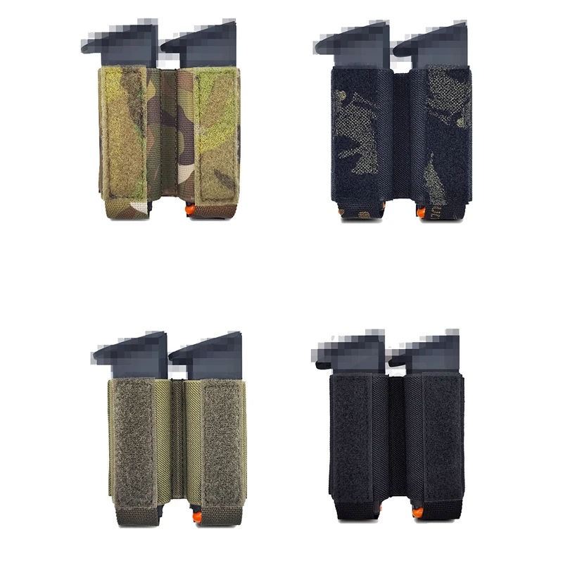 Tactical 9mm Magazine Pouch Airsoft Double Built-In Elastic Inseert Mag Pouch Vest Chest Hanging 500D Bag Holster Gear
