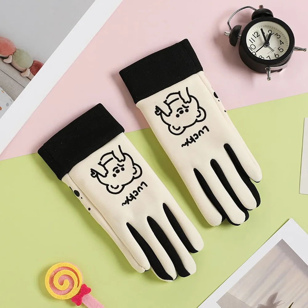 

Fleece Lined Winter Children's Gloves Cartoon Cold-proof Kids Mittens Windproof Keep Warm Full Finger Gloves