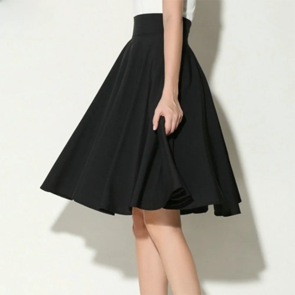 

Модная однотонная юбка с высокой талией в богемном стиле, повседневная юбка средней длины, плиссированная юбка, летняя