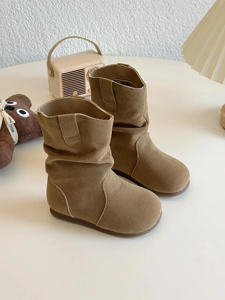 Heißer Kawaii Casual Schuh Mode Kinder Schuhe Mädchen Stiefel 2025, Winter Neue Kinder Schuhe Mädchen Mittlere Waden Stiefel Leder Stiefel Stilvolle