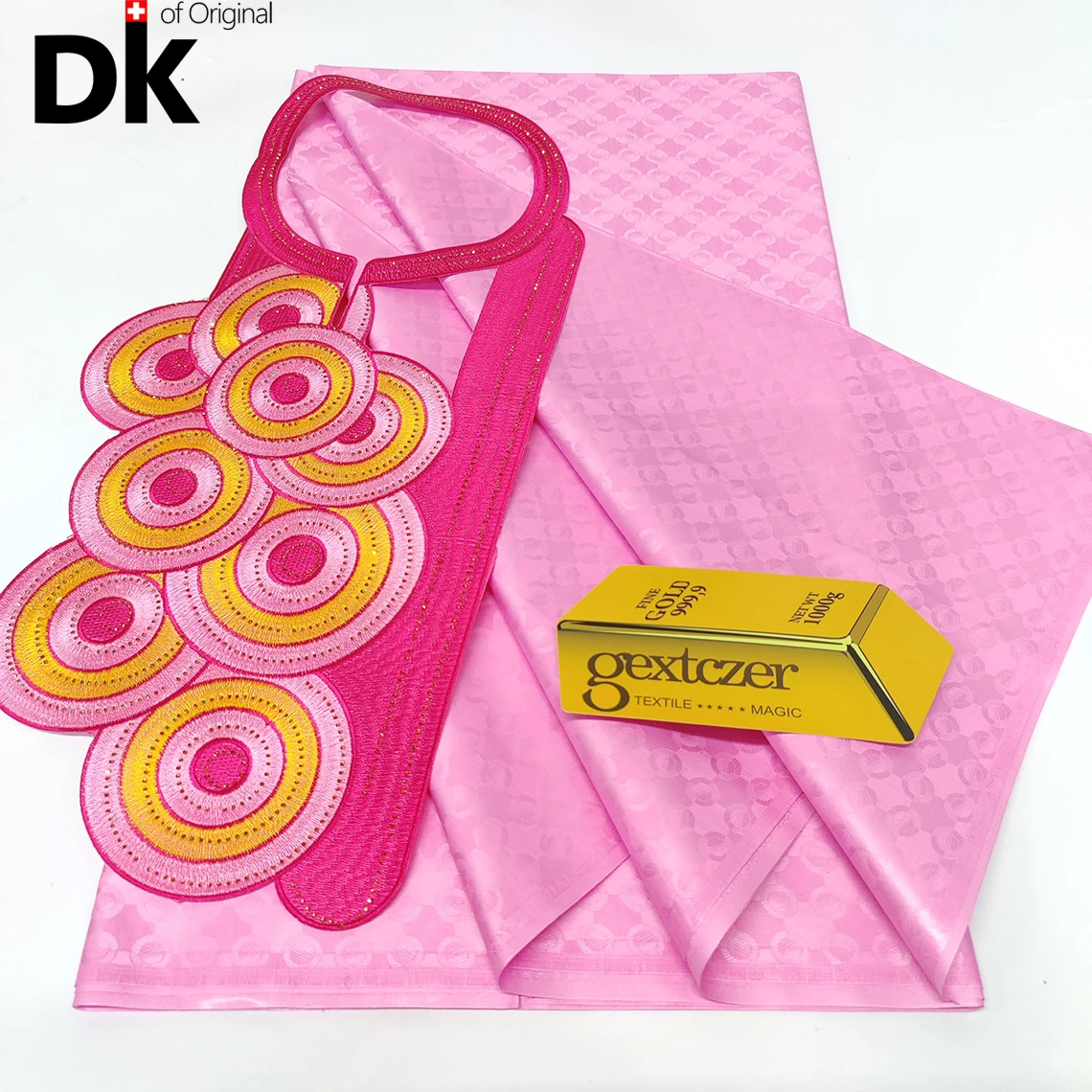 

Розовая высококачественная оригинальная ткань Bazin Rich с воротниками, 100% хлопок, африканская женская или мужская ткань Дашики, материал для шитья раковины