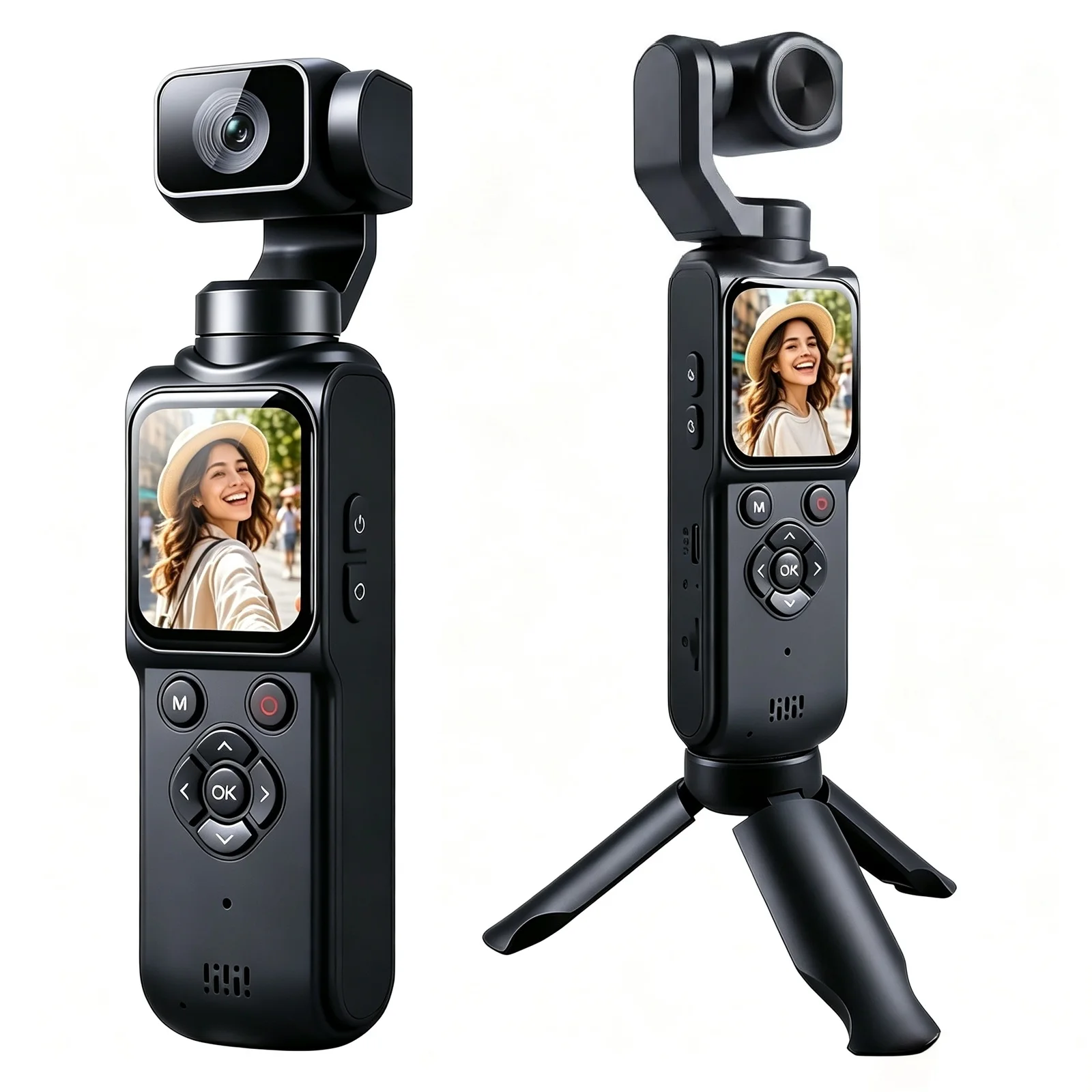 Handheld 4K Pockets Vlogging Camera WiFi 1.72 Inch Touchscreen 330 Rotating Lens AI Face Tracking Loop Recording Video Camcorder