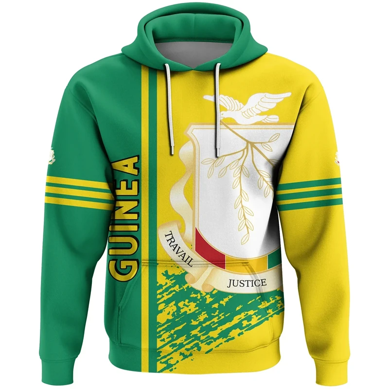 The Republic-of Guinea Map Flag 3D Printing Hoodies Guinea Coat Of Arms Graphic Hooded Sweatshirts Mens Pullovers Hooded Hoody