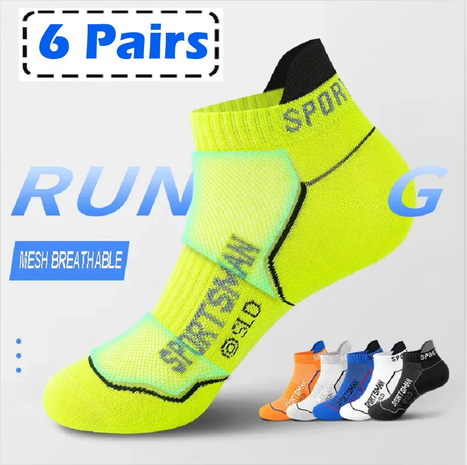 6 Pairs High Quality Socks Men\'s Summer Man Short Socks Breathable Ankle Socks Cotton Sports Socks Black Thin Cut Run Men Socks