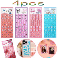Sanrio Hello Kitty Cartoon 3D Square Stickers Anime Phone Laptop Luggage Decoration Creative DIY Rhinestone Decal Kids Toys Gift