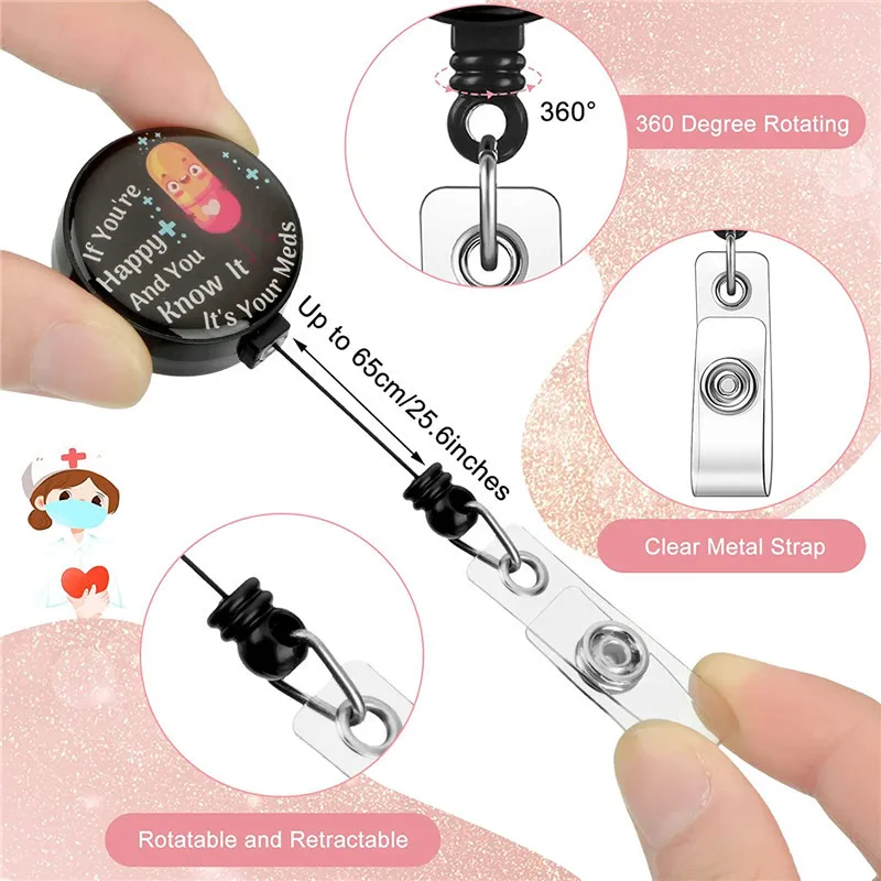 New Design High Quality Retractable Hospital Nurse Badge Reel Clip Cartoon Medicine Doctor Students IC ID Card Badge Holder