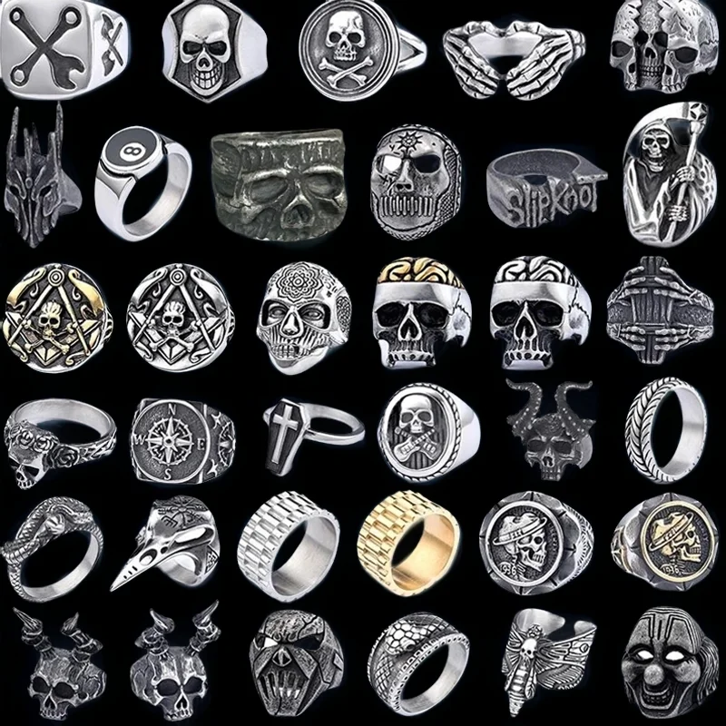 Multi Stil Gothic Schädel Ringe Edelstahl Mode Persönlichkeit Hip-hop Männer Ring Biker Party Charme Schmuck Geschenk Dropshipping – Detail 2