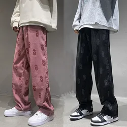 Pantalones anchos holgados de pana para hombre, pantalones con estampado de diseño de moda, chándal recto de Hiphop, pantalones de chándal de gran tamaño, ropa Y2k, Primavera