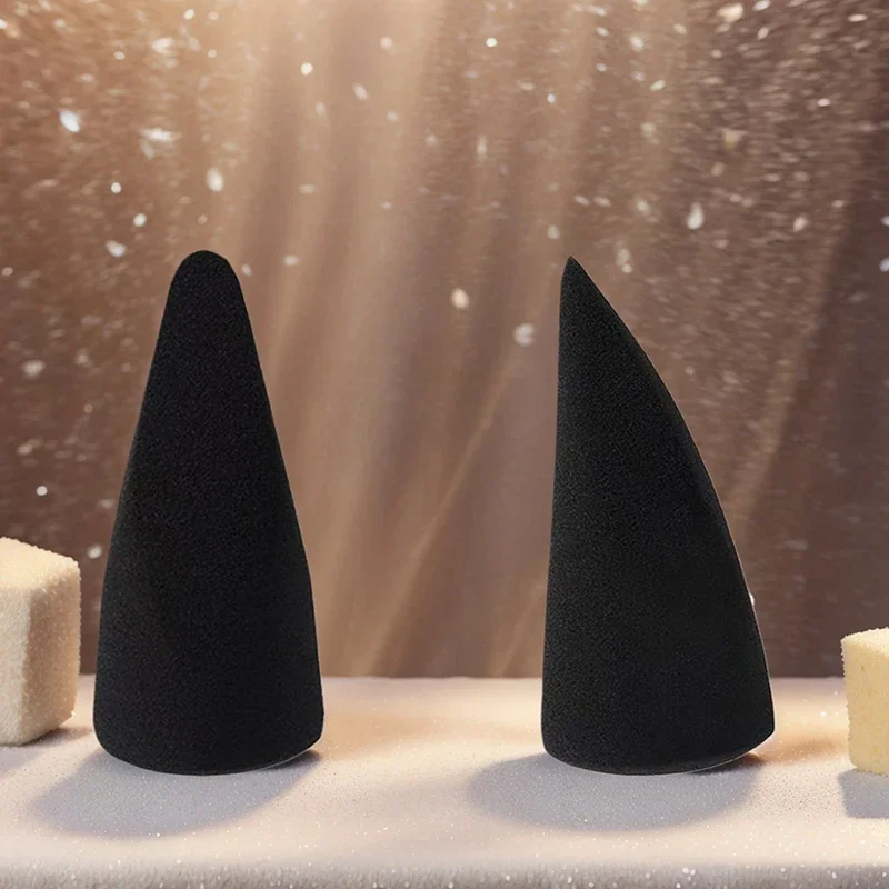 1/2 قطعة ماكياج الدقة الإسفنج الأسود البني الرطب والجاف استخدام إسفنجة لينة مسحوق نفث أطراف الأصابع التجميل نفخة أدوات سهلة الاستخدام