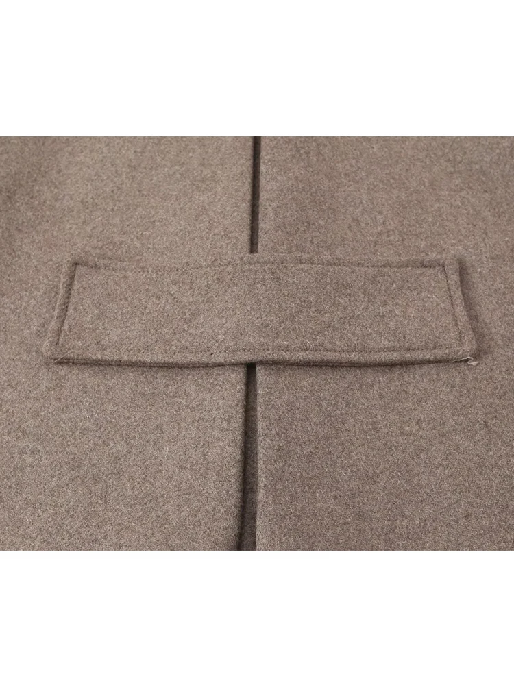 TFMLN Vintage dameswollen jas Kraagvorm met enkele rij knopen Overjas met zak Casual losse eenvoudige jas Winter Nieuw