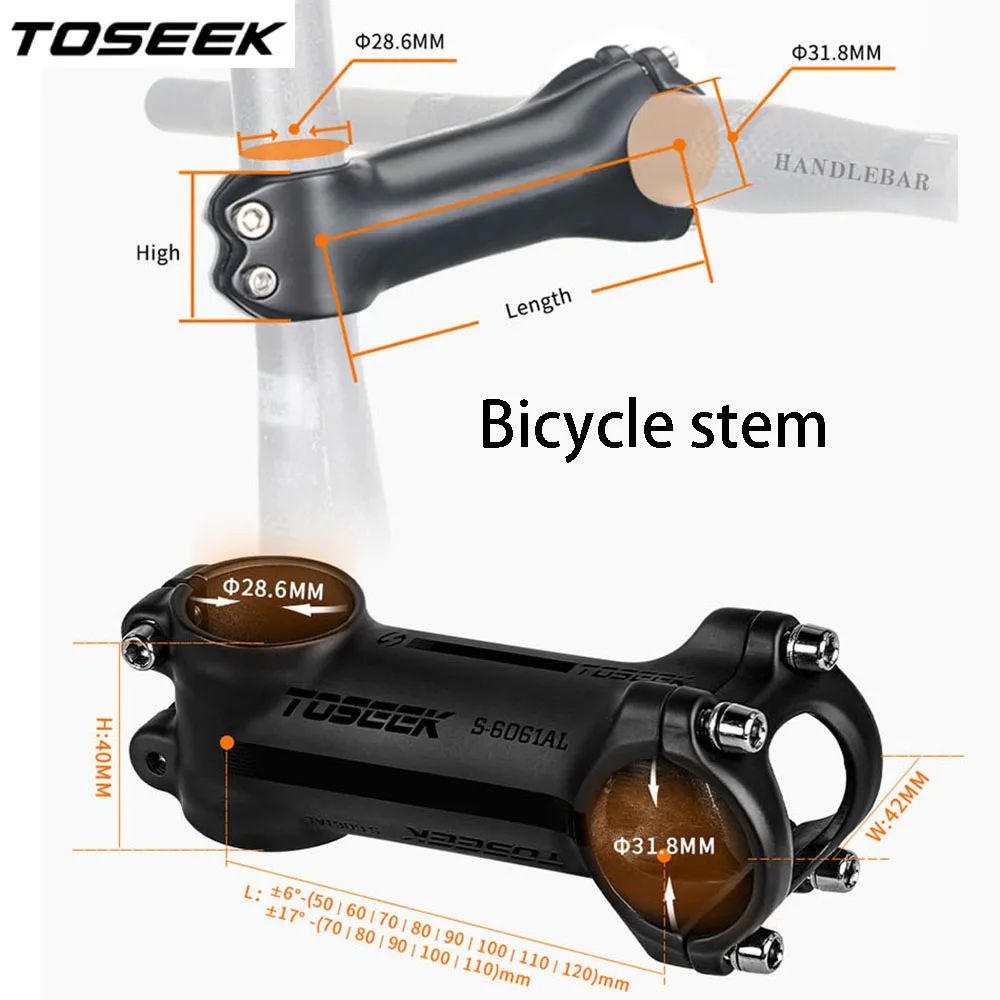 

Угол выноса выноса велосипеда TOSEEK ± 6 ° \±17 ° Легкий и высокопрочный алюминиевый сплав