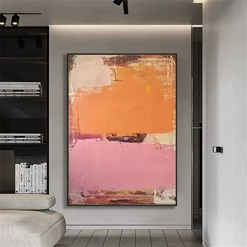 Hand-Painted Textured Painting Abstract Nordic Modern Minimalist Oil Painting Frameless Canvas Wall Art Neutral-Toned Home Decor
