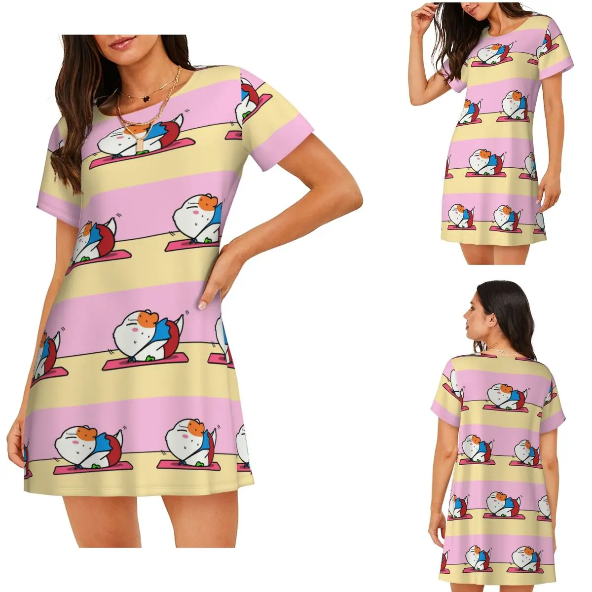 Custom Cute Cartoon Ebichu Short Sleeves Nightdress For Sleeping Sleepshirts Women Short Sleeve Nightgowns Soft Pajama Dress