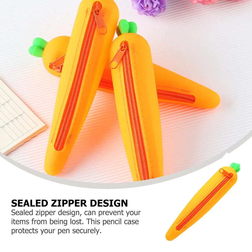 الجزرة قلم رصاص سيليكون سيليكون القرطاسية حقيبة أدوات مكتبية مقاوم للماء طالب المنظم حقيبة للتخزين للمدرسة هدية