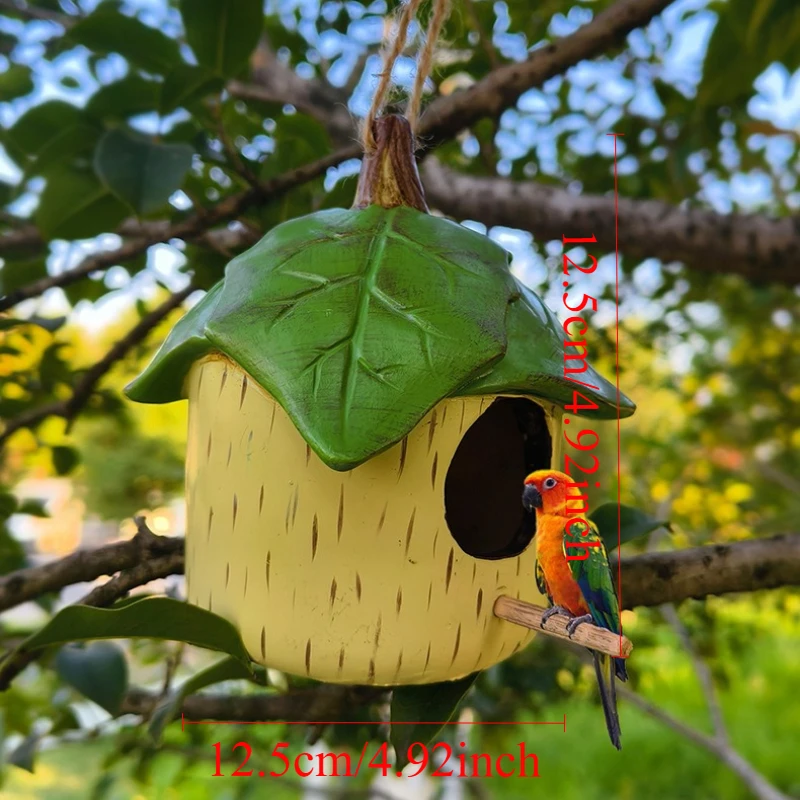 Garden Bird House for Outdoors, Colorful Decorative Simulated Resin Birdhouses for Outside Indoors Garden Backyard Decor