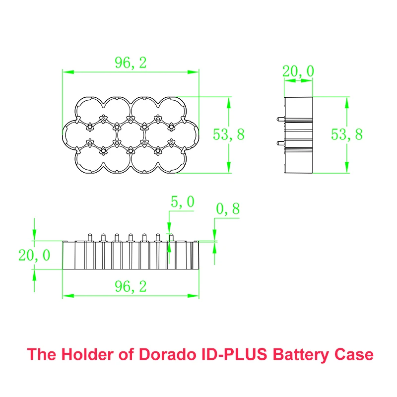 10 pçs suporte e tira de níquel para diy dorado ID-PLUS caixa de bateria caber 65 pçs 18650 células dorado caso peças
