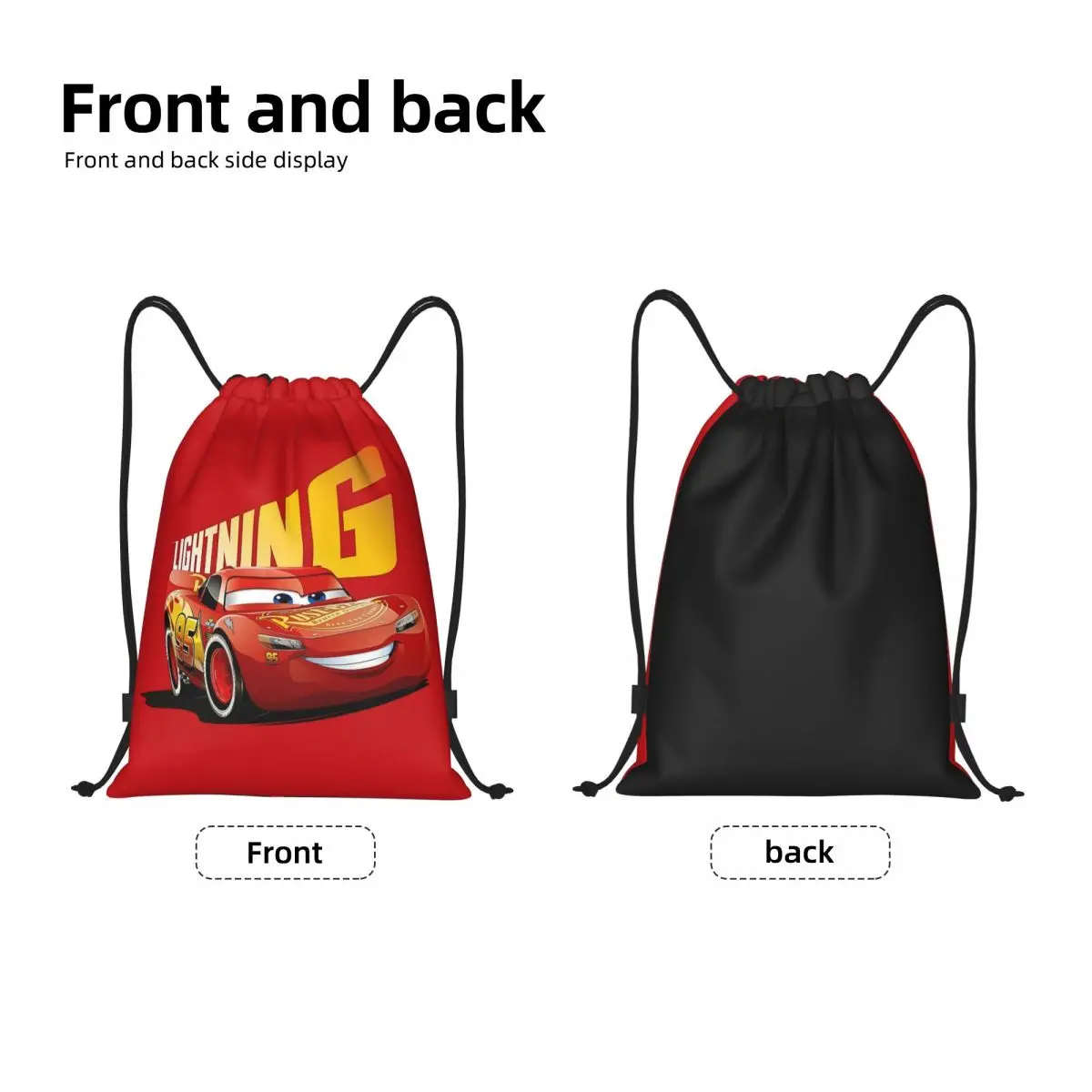 Custom Lightning McQueen Racer Drawstring Backpack Sports Gym Bag for Men Women Cartoon Cars Training Sackpack