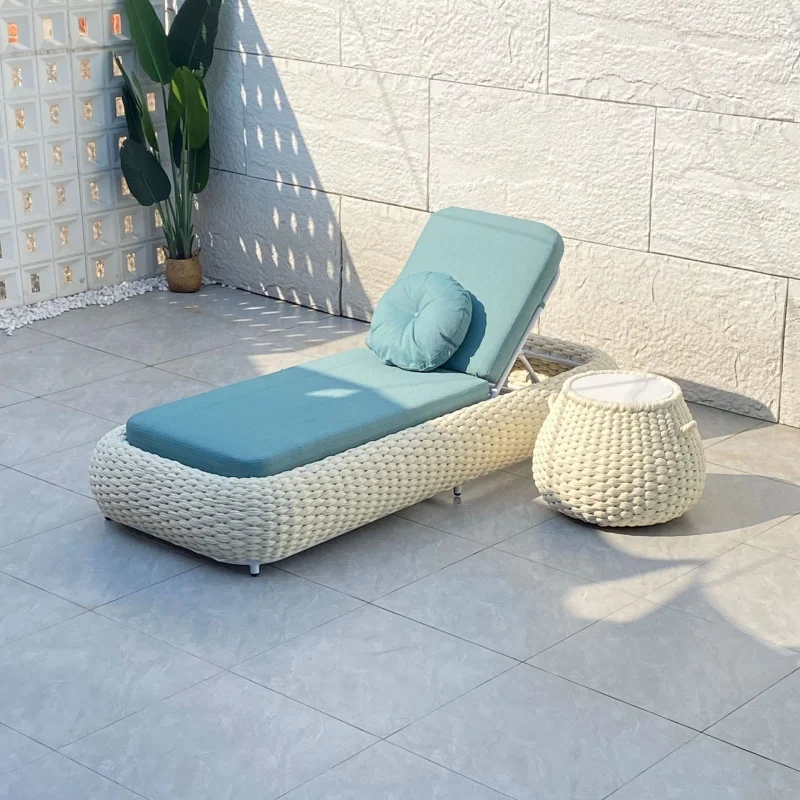 Sun Loungers,Outdoor Bed,Outdoor Rope-Woven Lounging Bed Hot Spring Hotels, Villas, Clubs, Pool Loungers, Sunbeds, And Seaside W