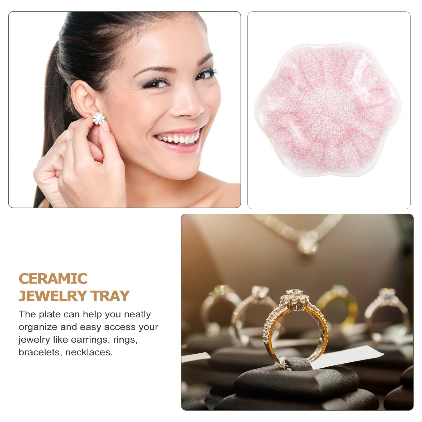 Ceramic Jewelry Plate Vintage Lotus Leaf Small Storage Organizer Ring Bracelet Display Holder Jewelry Plate Bracelets Holder