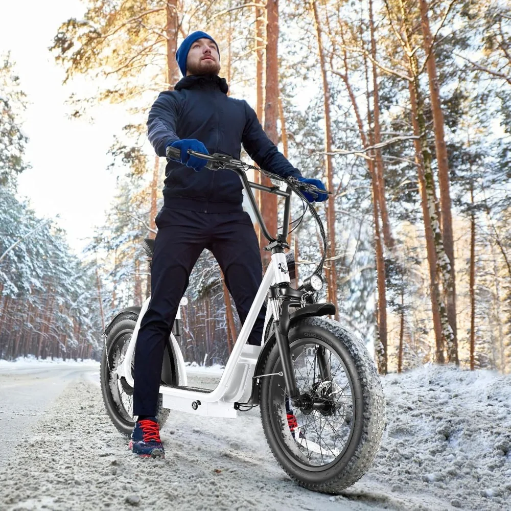 819W Electric Scooter, 500Wh Battery 30 Miles, 20 mph, 20 Inch Fat Tire Commuter Off Road Electric Scooter with Shock Absorption