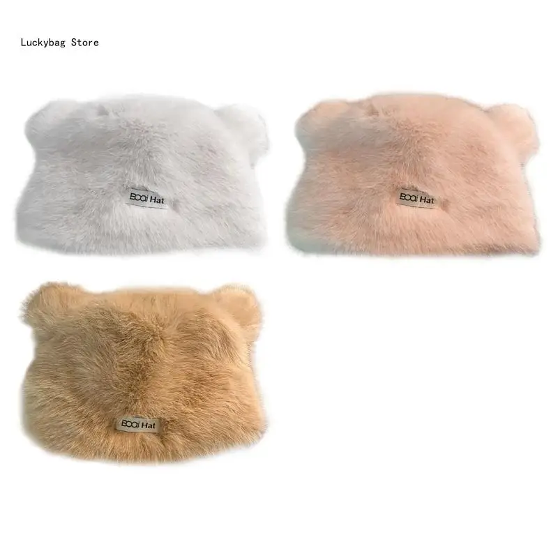 Fashionable Bear Plush Hat with Adjustable Size Cold Weather Hat Warm Lovely Hat for Casual and Sporty Look