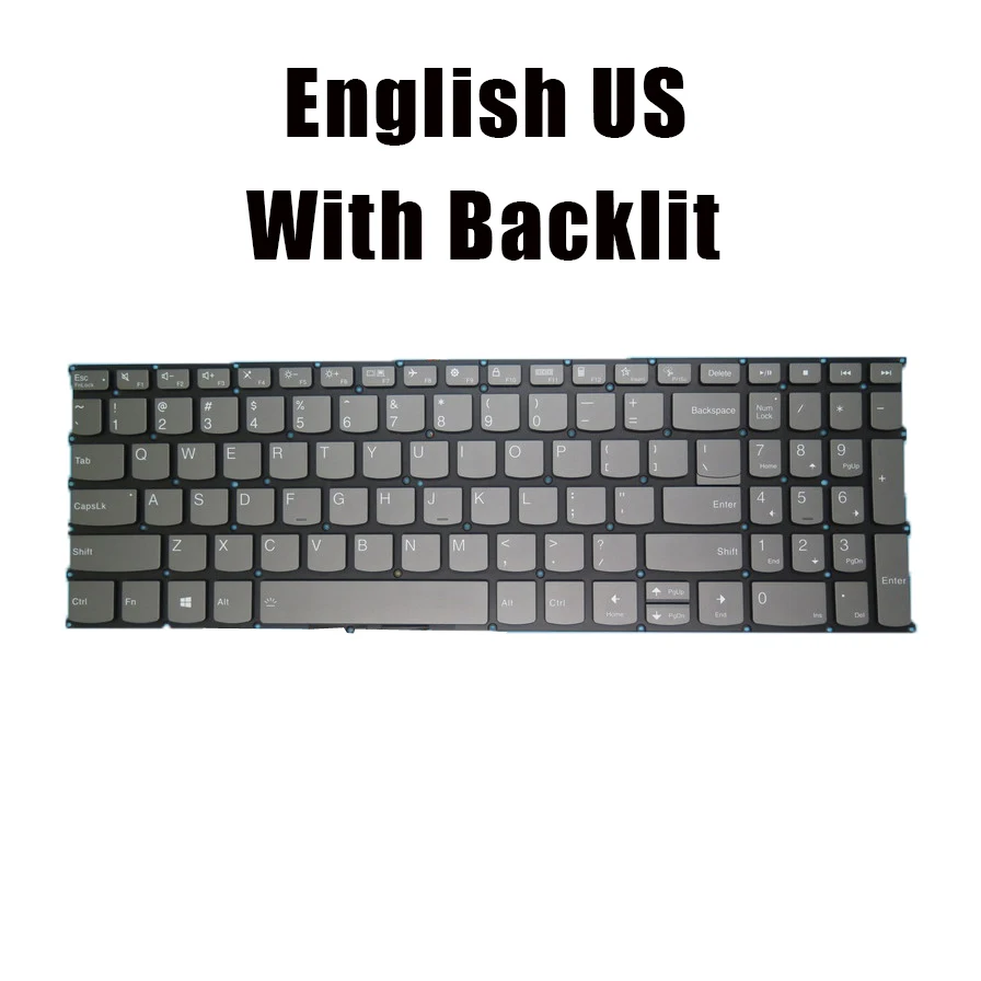 Teclado para ordenador portátil Reino Unido/EE. UU. para Lenovo Ideapad Slim 5 15IRU9 Slim 5 15IRH9 Yoga Slim 7-15IIL05 7-15IMH05 7-15ITL05 con retroiluminación