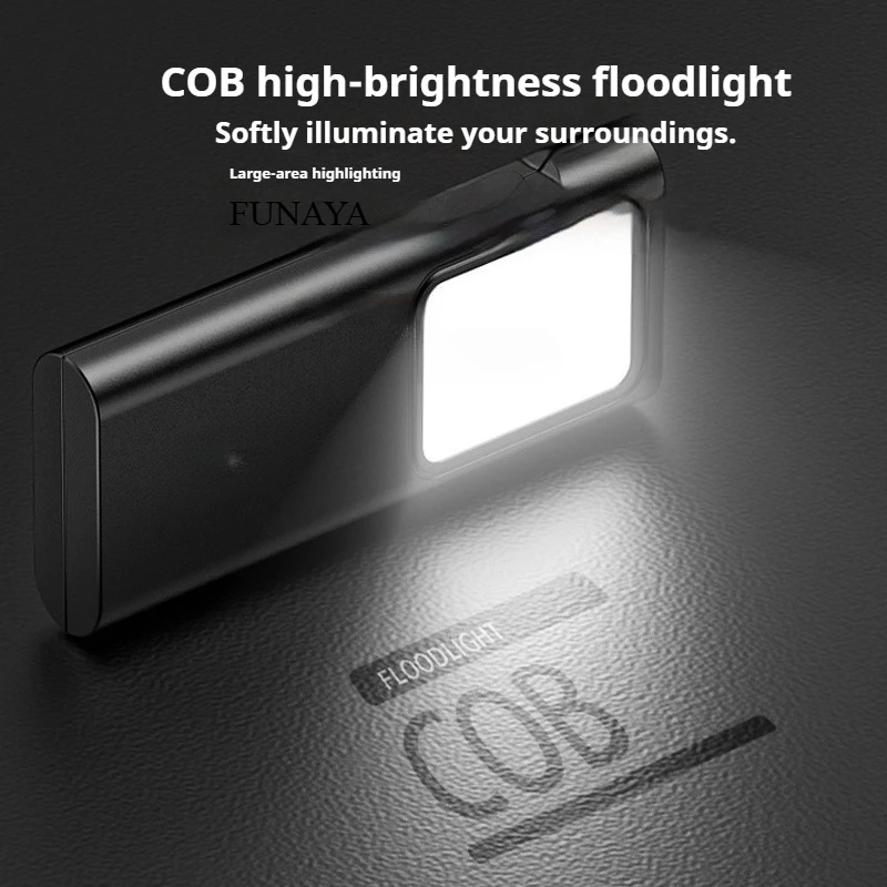 FUNAYA COB مصباح يدوي محمول ضوء العمل USB مصباح ليد جيب قابل لإعادة الشحن مشرق التخييم مقاوم للماء إصلاح السيارات مع مشبك قلم #4