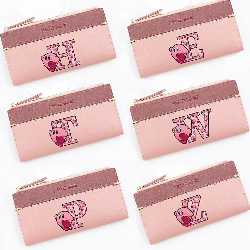 Star Kirby Wallet Girl Cute Cartoon Letter Zipper Purse Large Capacity Bank Card Banknote Storage Package Anime Card Bag Gift